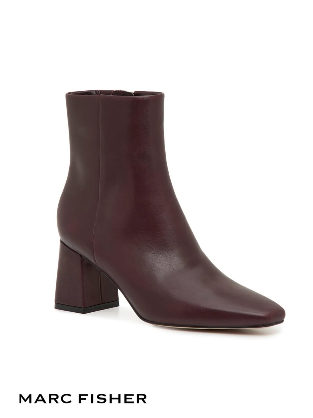 Marc Fisher▪️Rudie Bootie Burgundy Leather Block-Heel Ankle Boots